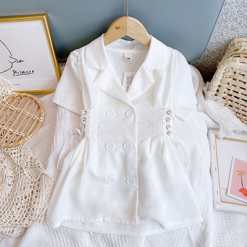 new girls' summer dress - lightweight korean style, slimming, elegant blazer dress for toddler and young girls, princess style