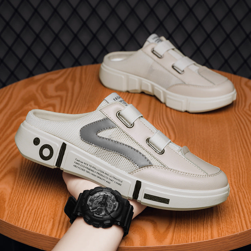 2025 new men's half-slippers: trendy summer backless slip-ons, perfect for casual wear and beach