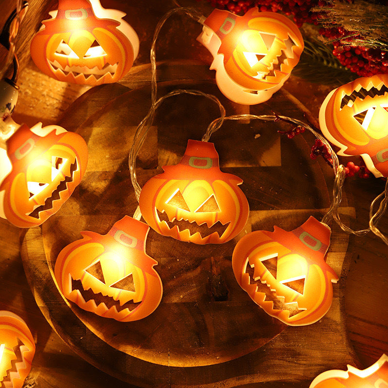 Cross-border wholesale Halloween led light string usb courtyard decoration pumpkin lamp indoor festive atmosphere string light battery box
