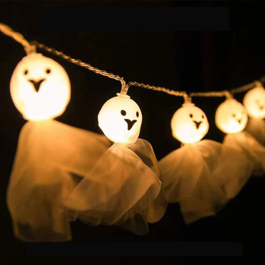New Halloween light string skull ghost horror decorative lights ghost festival atmosphere small lights battery box pumpkin lights