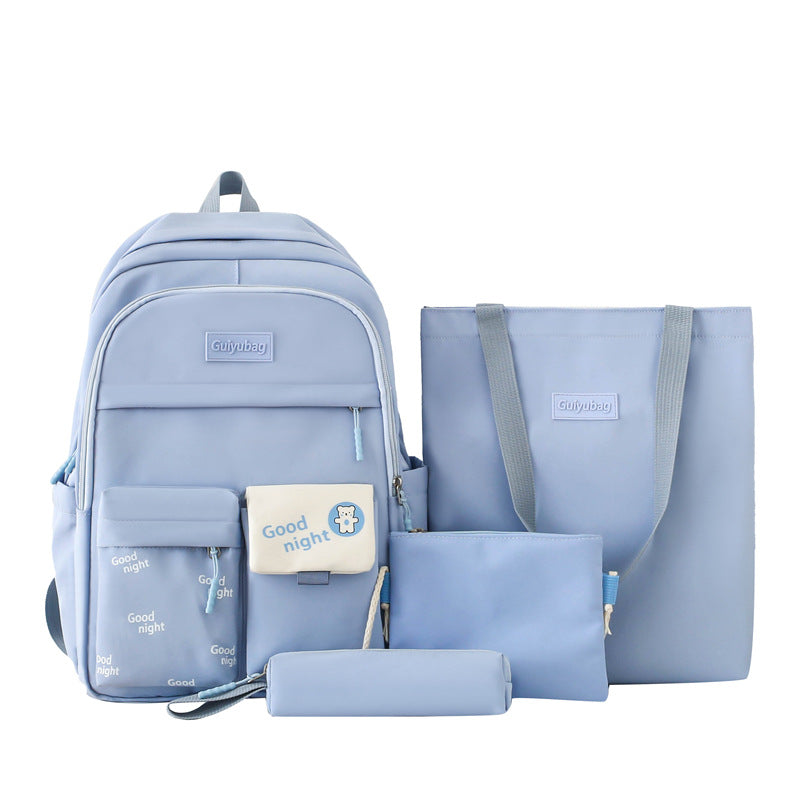 School season primary and secondary school students schoolbag make-up bag four-piece Korean version small fresh large capacity backpack student schoolbag