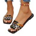new plus size export colorful woven casual flat slippers women's open toe fashionable versatile flat slide sandals