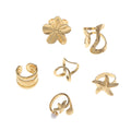 Wholesale starfish ring set - european and american cross-border fashion, trendy floral couple rings, unique high-end niche style rings for women