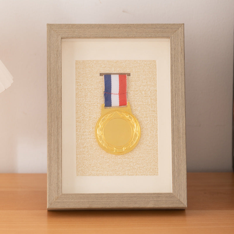 Wooden photo frame table medal storage display photo frame marathon gold medal hollow picture frame 10 inch keep medal