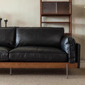 Tal sofa first layer cowhide black frenchretro medieval style straight row three slot solid wood full leather sofa