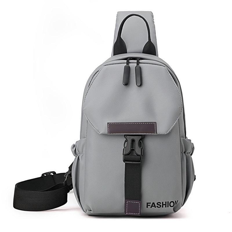 Foreign trade new trendy fashion messenger bag leather film texture men's breast bag large capacity simple and light casual shoulder bag