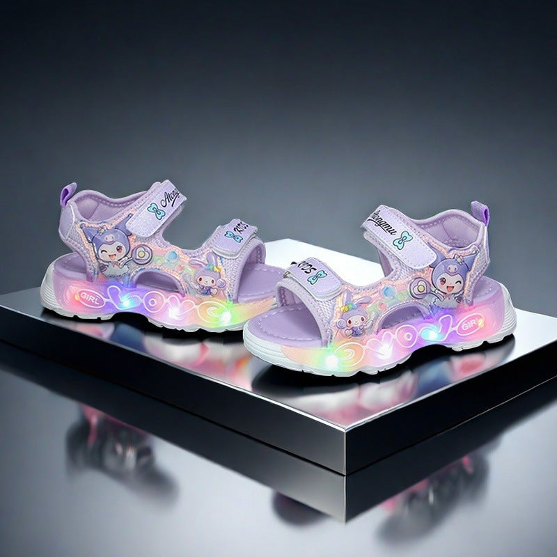 Girls' open-toe light-up sandals & slippers -  summer collection: soft sole, luminous, my melody princess style