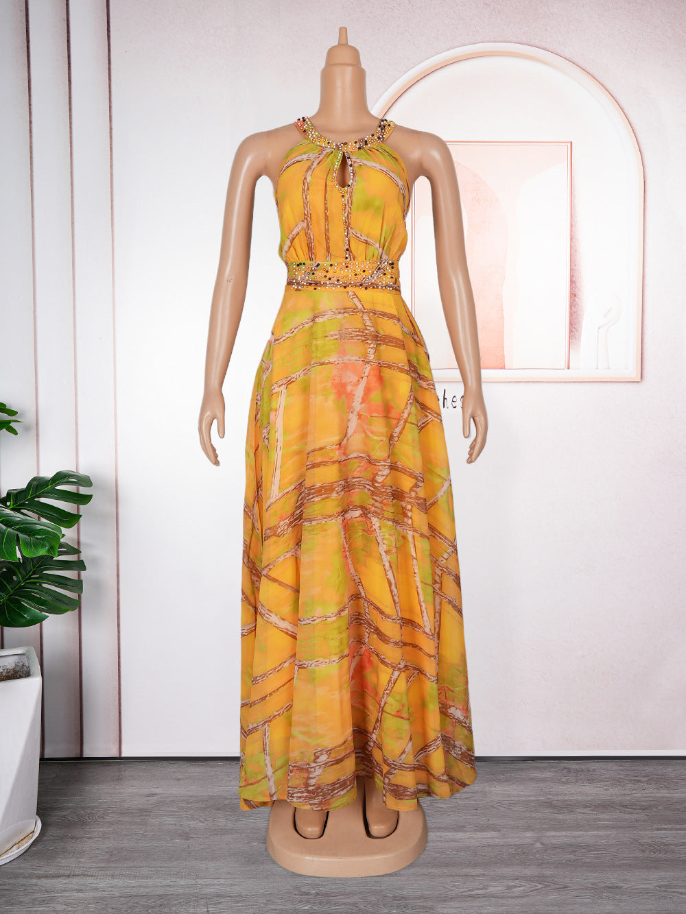 New plus-size off-the-shoulder african print maxi dress for spring/summer - perfect for cross-border e-commerce on  and