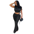 C7528 cross-border   fashion women's casual sleeveless cropped top and pants two-piece set