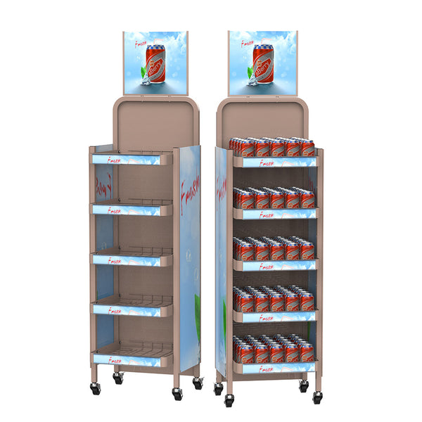 Metal Beverage Display Convenience Store Beverage Rack Floor Rack Beverage Rack Retail Store Custom Display Rack