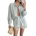 summer new arrivals: european & american cross-border women's fashion - stylish casual striped shirt & shorts minimalist set