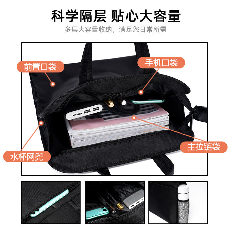 Large capacity vertical briefcase - waterproof oxford cloth document bag for meetings and travel