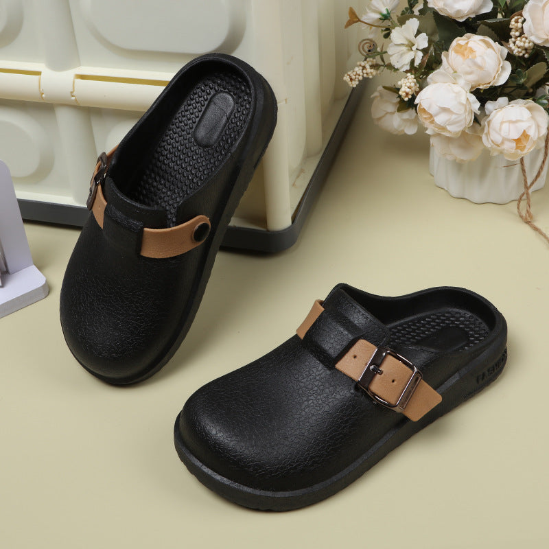 Durable birkenstock shoes women's summer couple fashion outwear thick sole heightening indoor waterproofnon-slip nurse shoes toe cap slippers