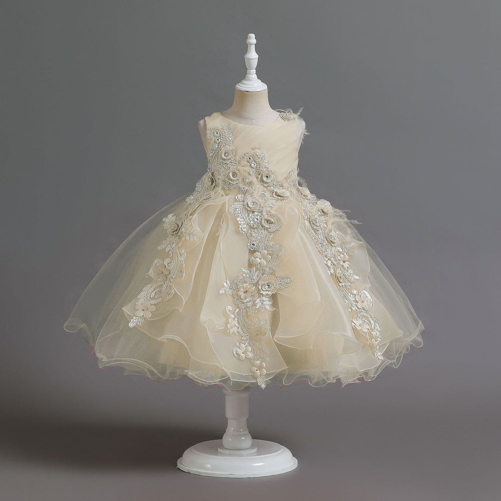 New arrival: export-quality girls' rhinestone bouquet dress - elegant princess style for special occasions, perfect for birthdays and weddings