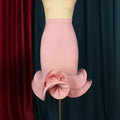 Women's mermaid elastic high waist pink asymmetrical ruffle skirt elegant party dress
