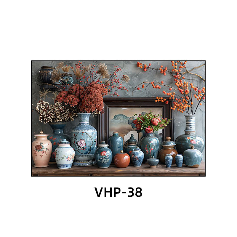 Blue and white porcelain decorative painting vase porcelain ceramic new Chinese style living room hanging painting hotel hotel restaurant box Chinese style