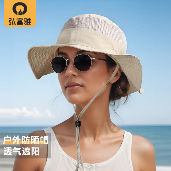 Summer sunscreen hat female face small shading breathable outdoor seaside beach leisure bucket hat male foldable