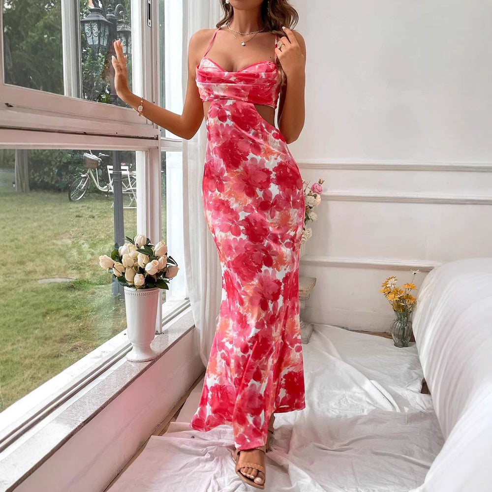 tk cross-border new arrival: ruffled backless tank dress - elegant evening gown