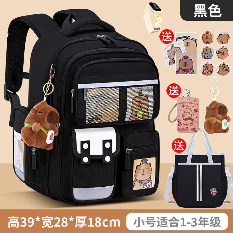 Capybara backpack - perfect for elementary school students (grades 1-6), boys and girls. spine-protecting, lightweight, and extra-sized
