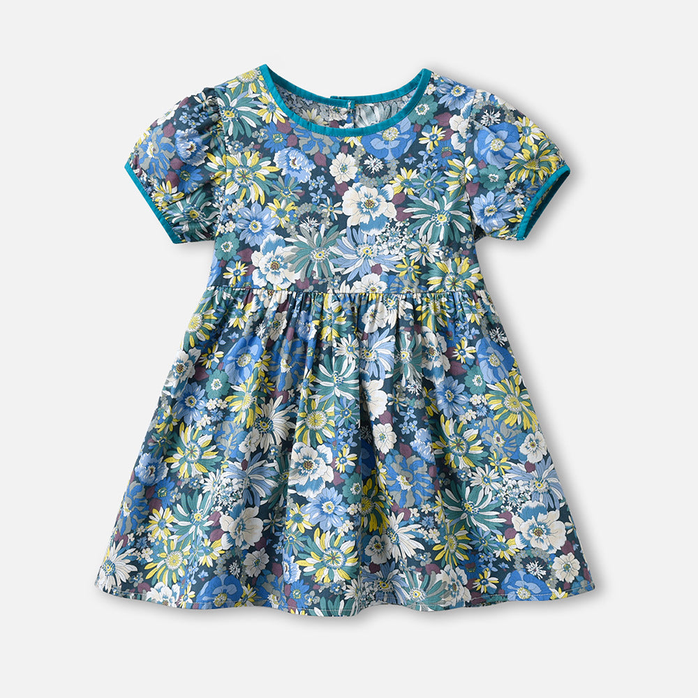 Girls' summer new sweet princess dress, kids' sleeveless floral print doll collar dress - wholesale & dropshipping available