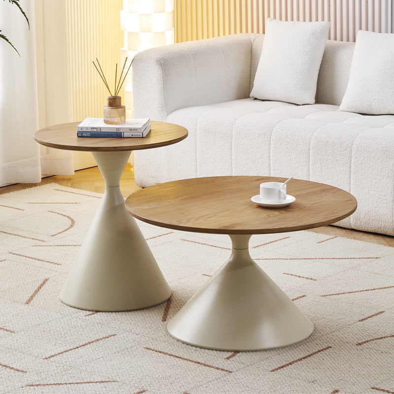 Cream style carbon steel coffee table for homenormcore living room small apartment modern casualclassy round movable side table