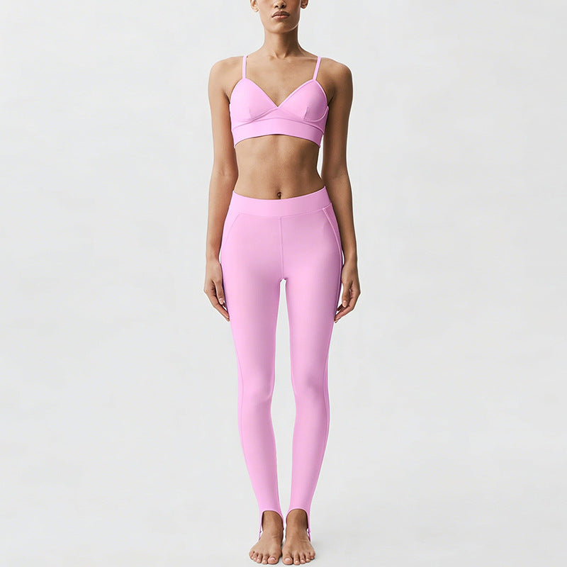 new arrival yoga clothes high waist hip lift tummy control slimming look sling beautiful back running sports intimates bra suit for women