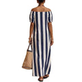 European and american independent station cross-border fashion loose one shoulder long stripesprinting summer best selling short sleeve women's dress