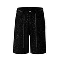 D8739  spring/summer new european and american style loose denim shorts with full hotfix rhinestone embellishments and optional belt -