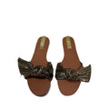 Za summer new women's shoes gold metallic bow flat sandals retro style flat sandals outdoor slides
