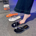 New transparent rhinestone slippers for women, summer outdoor wear, new high-end french style thong beach sandals