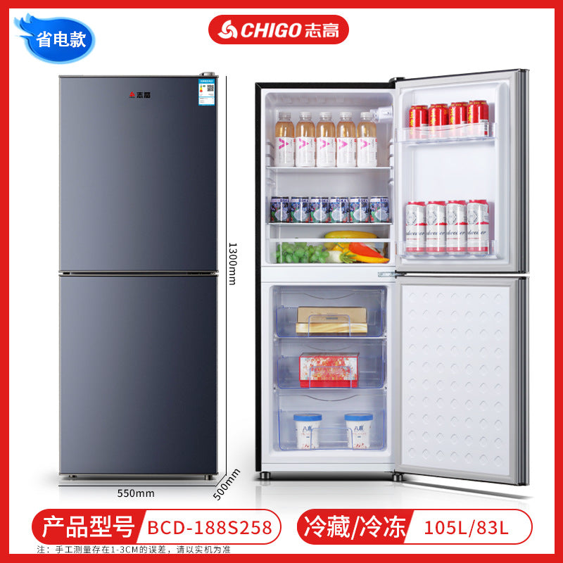 Chigo refrigerator double door refrigeration and freezing dormitory rental room use first class for home small refrigerator two person refrigerator