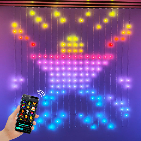 Waterfall light Symphony point control curtain light Zero size leather line light Voice-activated graffiti typing Bluetooth mobile phone APP copper wire light