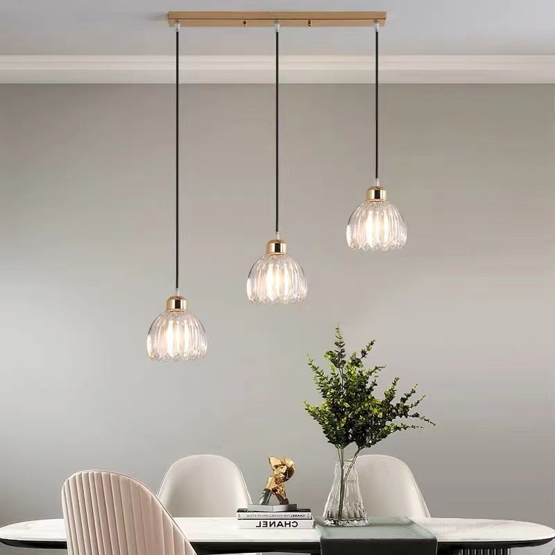 Minimalist personalized bar lighting aisle light luxury Internet celebrity meal restaurant chandelier three modern creative glass chandelier