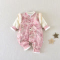 Baby boys and girls full month birthday infant chinese style outfit, traditional hundred-day bodysuit, double-layer formal dress, romper, new year's greeting outfit