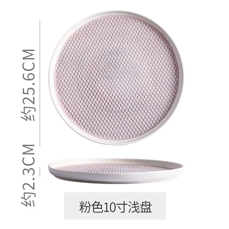Ins embossed steak plate western dinner plate high-end creative home ceramic pasta dessert pastry wedding presentation plate