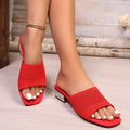 2026 cross-border plus size knitted hollow-out sandals & slippers - women's new summer collection: solid color casual square heel low heel flip-flops