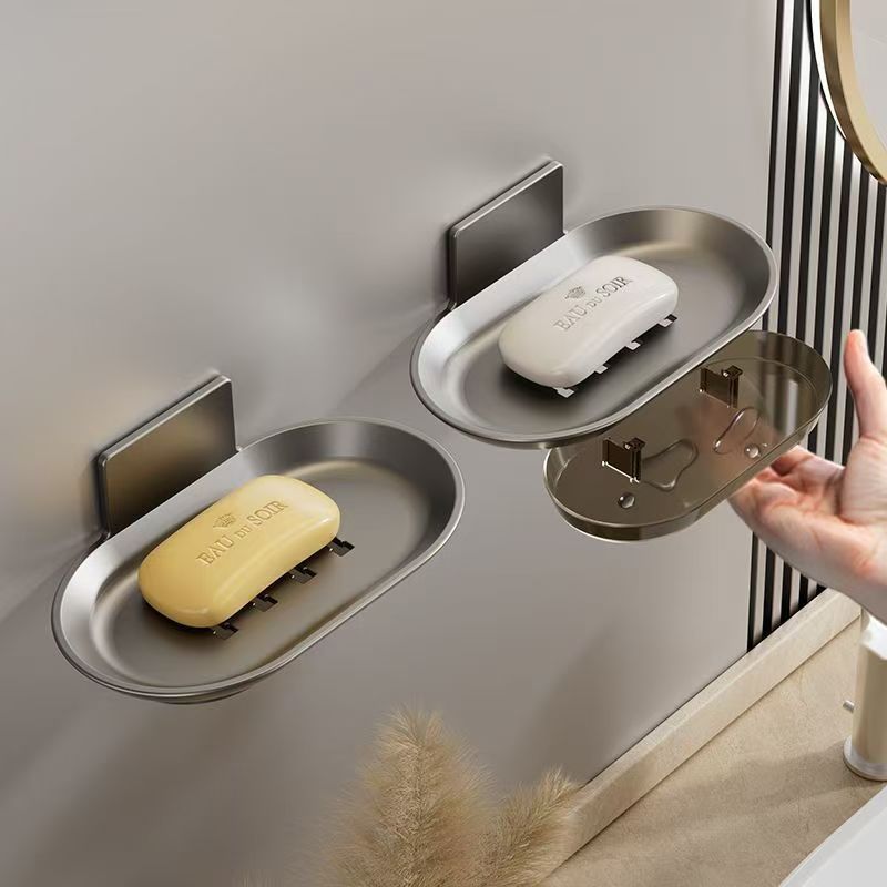 No punching Kitchen Bathroom Soap Box Soap Drain Space Household Toilet Thickened Soap Box Storage