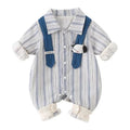 Spring autum baby khaki stripesk-style infant baby spring clothes long sleeves onesie rompers outing clothes