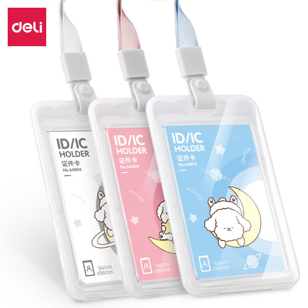 Deli 64804 Star Dog Student ID Card - Transparent Lanyard Protective Cover Elementary School Campus Access Control Bus