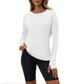 cross-border round neck finger sleeve yoga long sleeve training running sports top t-shirt for women