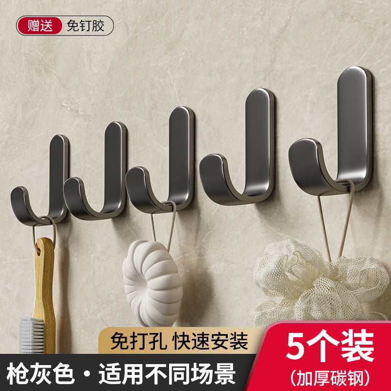 Solid hook, no need to drill holes, strong adhesive, load-bearing, traceless kitchen door, bathroom clothes hanger, sticky hook wardrobe