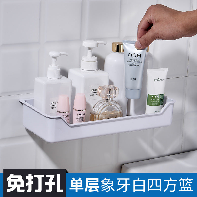 Wholesale Bathroom Shelf No Punching Wall Mounted Suction Cup Wash Sink Toilet Toilet Storage Shelf