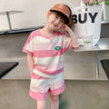 Girls' short-sleeve t-shirt set - summer  new collection - girls' summer clothing - kids' summer outfits - girls' summer apparel (big girls)