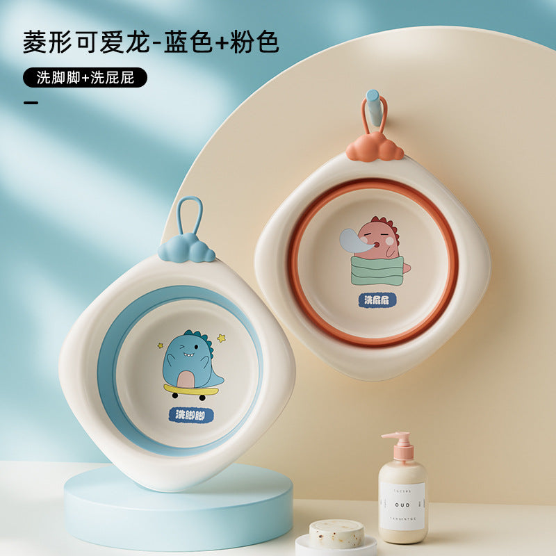 Baby foldable wash basin - kids' bath tub for washing face, bottom, and feet - newborn and infant-sized
