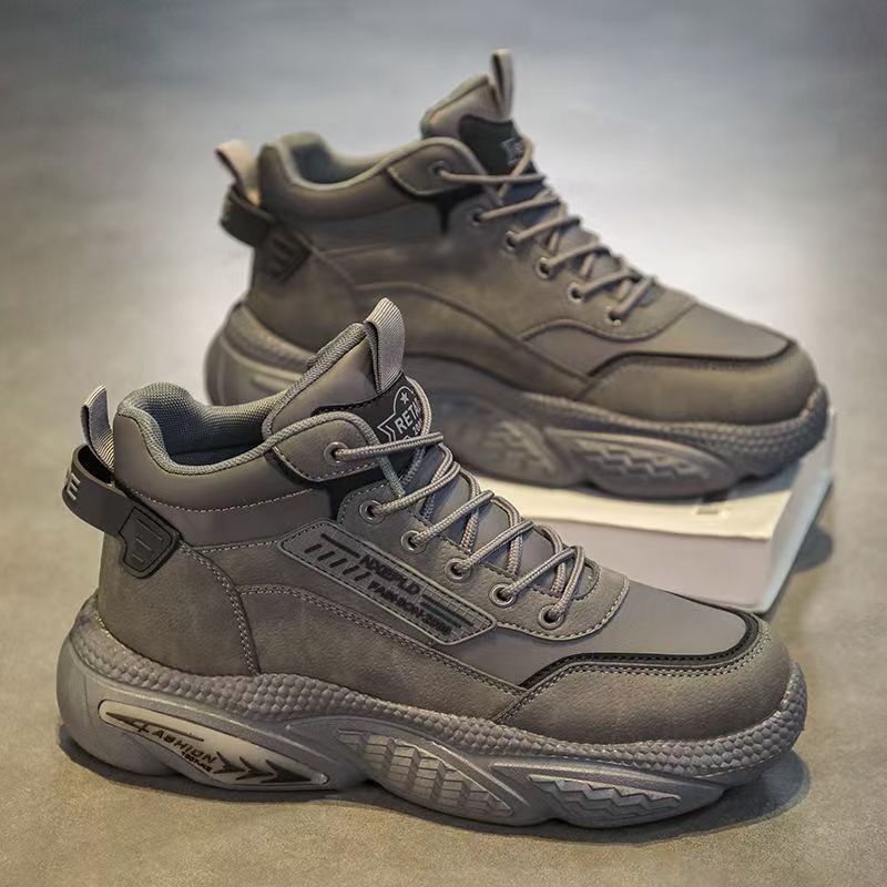 Boots men's shoes 2025 spring new arrivalretro british outdoor wear-resistant work labor protection high-top sports dad shoes