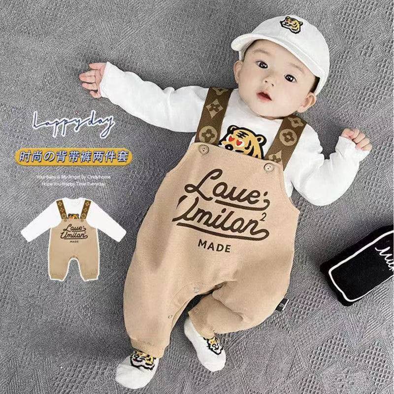Infant and toddler spring and autumn fashion two-piece set for baby boys, casual korean style jumpsuit, super cute baby clothes