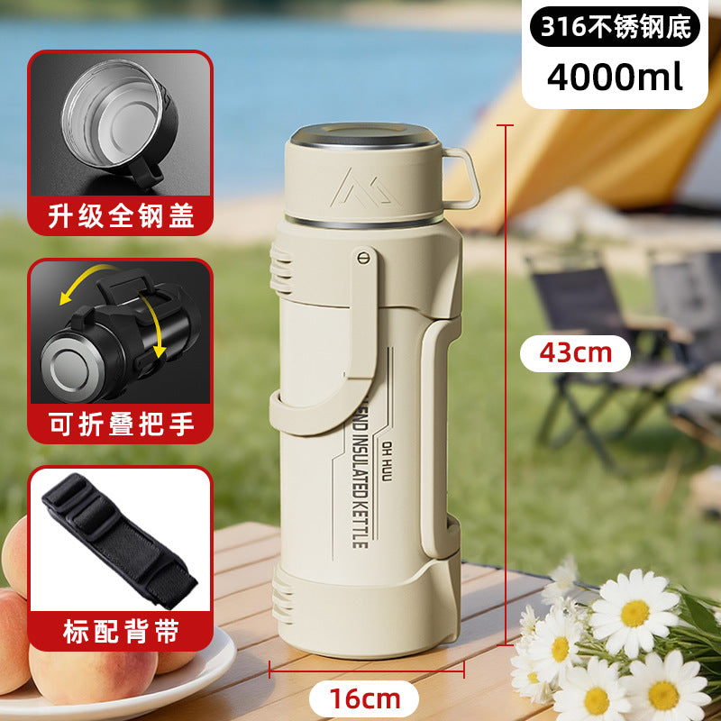 316 stainless steel large capacity collapsible handle thermos kettle - outdoor, car, portable water bottle - travel kettle wholesale with custom logo