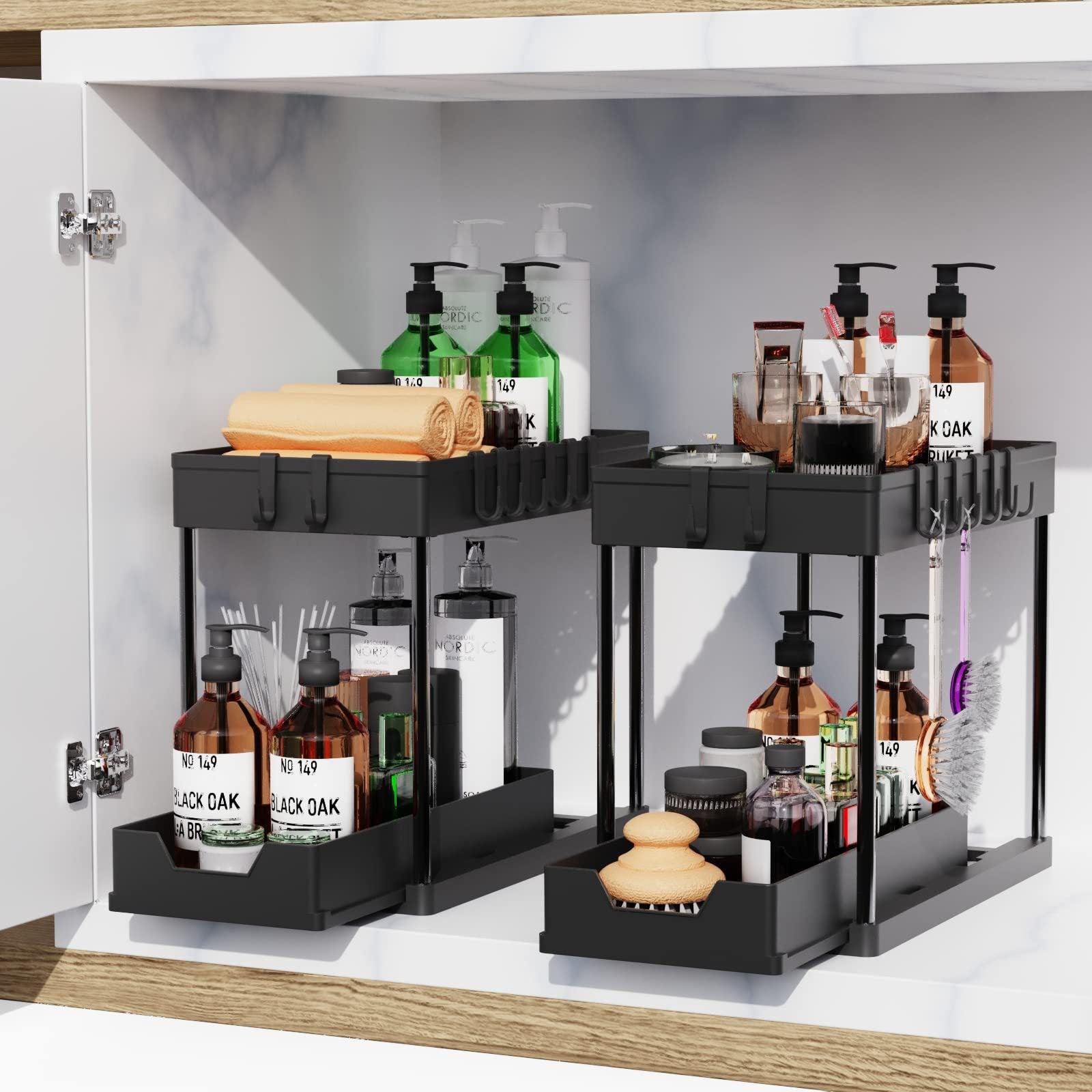 pull-out double-layer shelf kitchen sink disassembly and assembly storage countertop spice rack seasoning storage rack