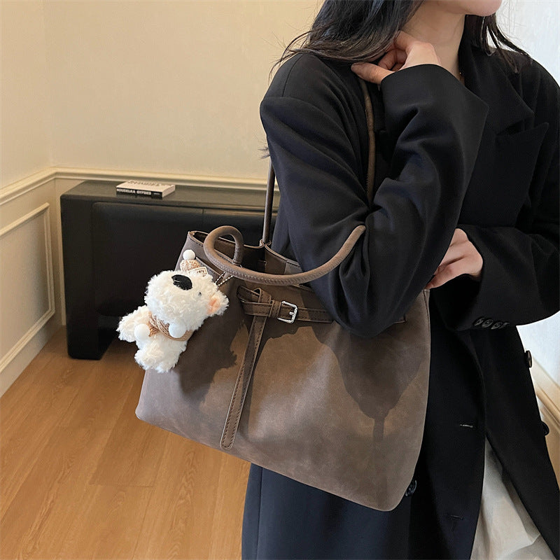 Vintage chic underarm bag with adorable puppy charm - new large capacity tote, premium lightweight luxury shoulder bag