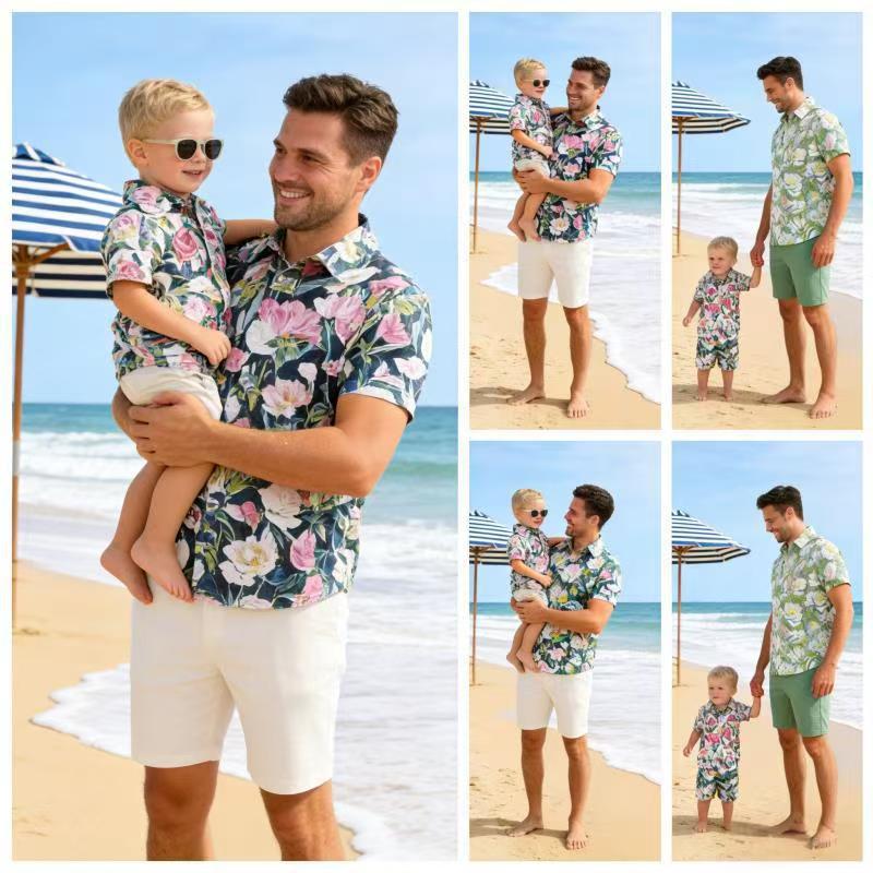 spring/summer hawaiian shirt for boys, short-sleeve patterned print shirt, children's shirt, chiffon top